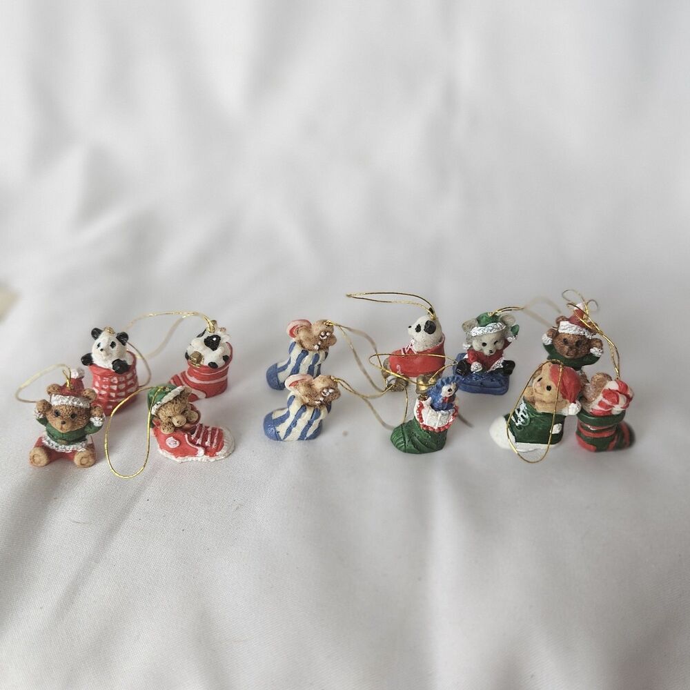 Miniature Resin Christmas Ornaments 1” - 1.5” Tall Lot of 12